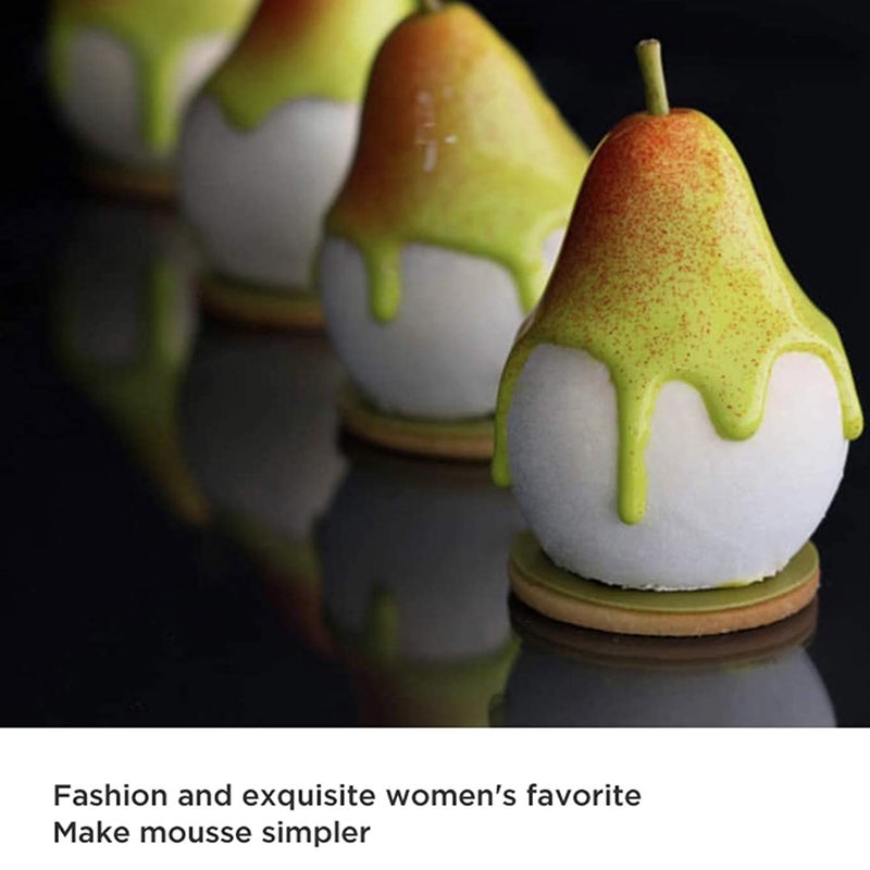 OCPO KITCHEN 3D Pear Silicone Mold for Baking Mousse Cake French Dessert Pastry Chocolate Pudding Cupcake, Non-Stick and Easy Release, Pear Shaped (8-Cavity) - Image 3